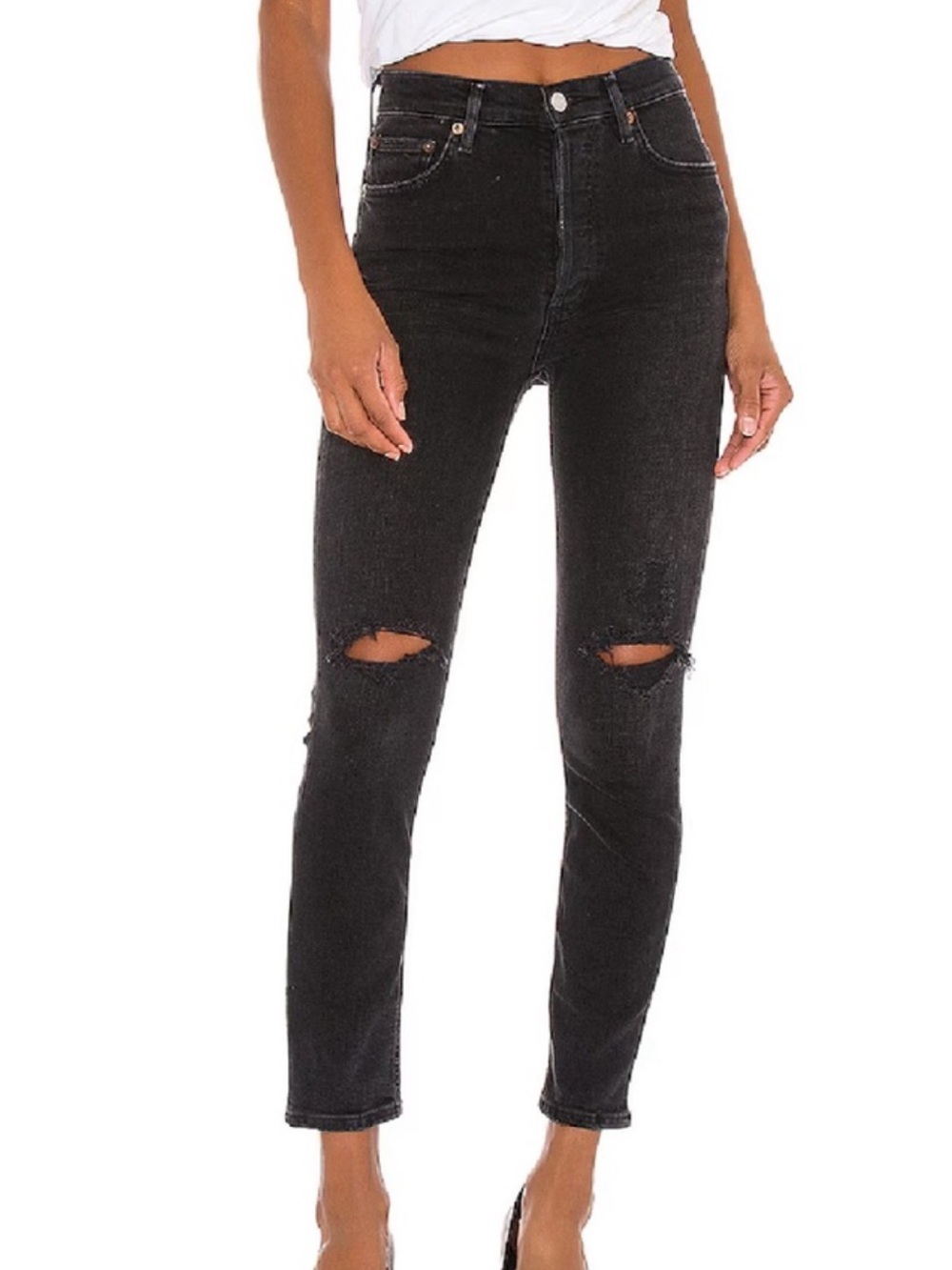 AGOLDE Nico Distressed High-Rise Slim fit in the Cassette Wash Sz 27